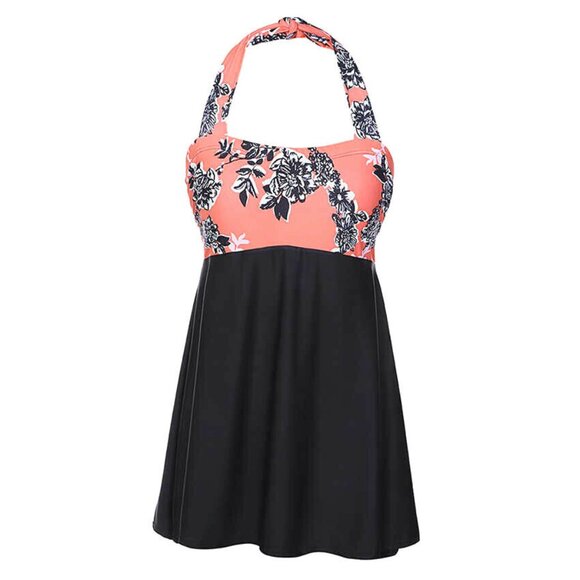 Backless Halter Swimwear One-Piece Padded Swimsuit Skirtini Cover-Up Swimdress - Picture 7 of 11